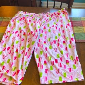 Pink & Green Popsicle Crop Pajama Pants. Avenue Body. Size 26/28. Drawstring.